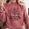 It's Fine I'm Fine Christmas Lights Teacher Xmas Comfort Colors Sweatshirt Crimson