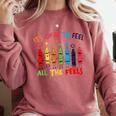 Its Okay To Feel All The Feels Mood Color Crayons Teacher Comfort Colors Sweatshirt Crimson