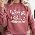 K Is For Kindergarten Kindergarten Teacher Men Women Girls Kids Comfort Colors Sweatshirt Crimson