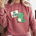 Be Kind Teacher Anti-Bullying Dino Kindness Women Men Boys Comfort Colors Sweatshirt Crimson