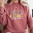 Kindergarten Teacher Wildflower Back To School Floral Outfit Men Women Comfort Colors Sweatshirt Crimson
