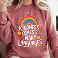 Kindness Comes In Many Languages ESL English Teacher Comfort Colors Sweatshirt Crimson Kindness Comes In Many Languages ESL English Teacher Comfort Colors Sweatshirt Crimson