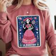 La Maestra Halloween Mexican Bingo Card Teacher Lottery Card Comfort Colors Sweatshirt Crimson La Maestra Halloween Mexican Bingo Card Teacher Lottery Card Comfort Colors Sweatshirt Crimson