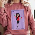 La Maestra Mexican Bingo Card Teacher Lottery Card Comfort Colors Sweatshirt Crimson