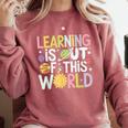 Learning Is Out Of This World Space Teacher Cute Groovy Comfort Colors Sweatshirt Crimson