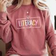 Literacy Team Teacher Comfort Colors Sweatshirt Crimson Literacy Team Teacher Comfort Colors Sweatshirt Crimson