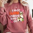 Llama Learning Teachers Students Alpaca Lover Back To School Comfort Colors Sweatshirt Crimson