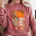 Love 2nd Grade Happy Fall Thanksgiving For 2nd Teacher For Men Women Girls Kids Comfort Colors Sweatshirt Crimson