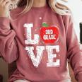 LOVE Apple 3rd Grade Teacher Student School Comfort Colors Sweatshirt Crimson LOVE Apple 3rd Grade Teacher Student School Comfort Colors Sweatshirt Crimson