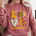 LOVE Pre-K Pumpkin Teacher Student Halloween Costume Comfort Colors Sweatshirt Crimson LOVE Pre-K Pumpkin Teacher Student Halloween Costume Comfort Colors Sweatshirt Crimson