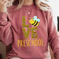 Love Preschool Back To School Yellow Bee Preschool Teacher For Men Women Girls Kids Comfort Colors Sweatshirt Crimson
