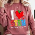 I Love STEM Student Teacher 1st Day Of School Back To School Comfort Colors Sweatshirt Crimson I Love STEM Student Teacher 1st Day Of School Back To School Comfort Colors Sweatshirt Crimson