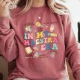 In My Maestra Era Spanish Bilingual Teacher First Day Comfort Colors Sweatshirt Crimson