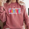 Maestra Teacher Spanish Back To School First Day Of School Comfort Colors Sweatshirt Crimson