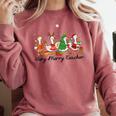 Very Merry Teacher Christmas Goose Silly Holiday Party Comfort Colors Sweatshirt Crimson