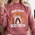 Montessori Teacher Halloween Boo Rainbow Leopard Halloween Comfort Colors Sweatshirt Crimson