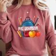 Ms Johnson Personalized Name Back To School Teacher For Men Women Kids Comfort Colors Sweatshirt Crimson