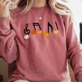 Music Notes Pumpkin Music Teacher Musician Fall Halloween Men Women Kids Comfort Colors Sweatshirt Crimson