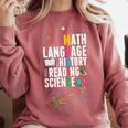 Music Teacher Music Math Language History Reading Science Comfort Colors Sweatshirt Crimson