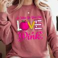 In October We Wear Pink Love Teacher Breast Cancer Awareness Comfort Colors Sweatshirt Crimson