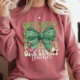 One Lucky Teacher Coquette Bow St Patricks Day Teacher Comfort Colors Sweatshirt Crimson One Lucky Teacher Coquette Bow St Patricks Day Teacher Comfort Colors Sweatshirt Crimson