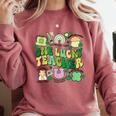 One Lucky Teacher St Patrick's Day Irish Teacher Lucky Era Comfort Colors Sweatshirt Crimson