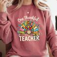 One Thankful Teacher Cute Thanksgiving Turkey School Comfort Colors Sweatshirt Crimson One Thankful Teacher Cute Thanksgiving Turkey School Comfort Colors Sweatshirt Crimson