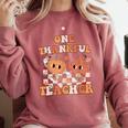 One Thankful Teacher Fall Leaves Thanksgiving Retro Comfort Colors Sweatshirt Crimson One Thankful Teacher Fall Leaves Thanksgiving Retro Comfort Colors Sweatshirt Crimson