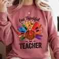 One Thankful Teacher Thanksgiving TurkeyCute Pencil Comfort Colors Sweatshirt Crimson