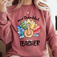 One Thankful Teacher Turkey Pencil Thanksgiving Teachers Comfort Colors Sweatshirt Crimson
