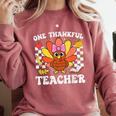 One Thankful Teacher Turkey Thanksgiving Teaching Comfort Colors Sweatshirt Crimson