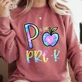 P Is For Pre-K Preschool Teacher Tie Dye Back To School Comfort Colors Sweatshirt Crimson