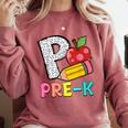 P Is For Pre-K Teacher Pencil Apple Back To School Comfort Colors Sweatshirt Crimson P Is For Pre-K Teacher Pencil Apple Back To School Comfort Colors Sweatshirt Crimson