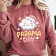 Pajama Day School Spirit Week Fun Cloud Teacher Comfort Colors Sweatshirt Crimson