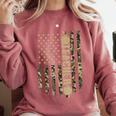 Patriotic Teacher American Flag Camouflage 4th Of July Camo Comfort Colors Sweatshirt Crimson