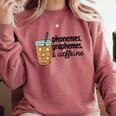 Phonemes Graphemes And Caffeine Coffee Teacher Appreciation Comfort Colors Sweatshirt Crimson