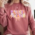 Physical Education Halloween Bow Checkered Teacher Ghost PE Comfort Colors Sweatshirt Crimson