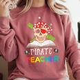 Pirate Teacher Halloween Skull Adult Comfort Colors Sweatshirt Crimson