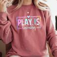 Play Is Learning Kindergarten Teacher Team Women Comfort Colors Sweatshirt Crimson Play Is Learning Kindergarten Teacher Team Women Comfort Colors Sweatshirt Crimson