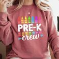 Pre-K Crew Teacher Team Squad Hello Back School Graduation Comfort Colors Sweatshirt Crimson