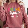Pre-K Squad Teacher Student Kids Preschool Back To School Comfort Colors Sweatshirt Crimson