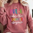 Pre-K Teacher Adventure Begins First Day Preschool Teachers Comfort Colors Sweatshirt Crimson Pre-K Teacher Adventure Begins First Day Preschool Teachers Comfort Colors Sweatshirt Crimson