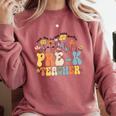 Pre-k Teacher Appreciation Teaching Wildflowers Comfort Colors Sweatshirt Crimson