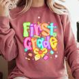 Preppy First Grade Back To School 1st Grade Teacher Girl Kid Comfort Colors Sweatshirt Crimson Preppy First Grade Back To School 1st Grade Teacher Girl Kid Comfort Colors Sweatshirt Crimson
