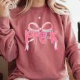Preppy Pre k Back To School Pre-k Teachers Girls Cute Bow Comfort Colors Sweatshirt Crimson
