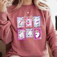 Preppy Spooky Teacher Halloween Ghost Coquette Bow Autumn Comfort Colors Sweatshirt Crimson