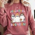 Preschool Boo Crew Groovy Halloween Floral Ghost Teacher Men Women Kids Comfort Colors Sweatshirt Crimson Preschool Boo Crew Groovy Halloween Floral Ghost Teacher Men Women Kids Comfort Colors Sweatshirt Crimson
