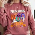 Preschool Boo Crew Teacher Student Halloween Costume Men Women Kids Comfort Colors Sweatshirt Crimson