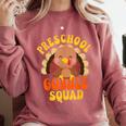 Preschool Gobble Squad Cute Turkey Thanksgiving Teacher Comfort Colors Sweatshirt Crimson