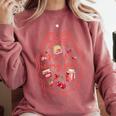 Preschool Pre-K Is My Jam Strawberry Girl Teacher Kids Comfort Colors Sweatshirt Crimson